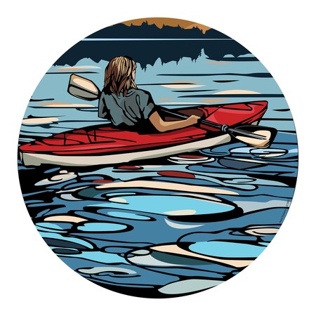 12 Kayak On The Water Round Wall Art